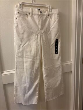 J. Crew White Cropped Wide-Leg Jeans